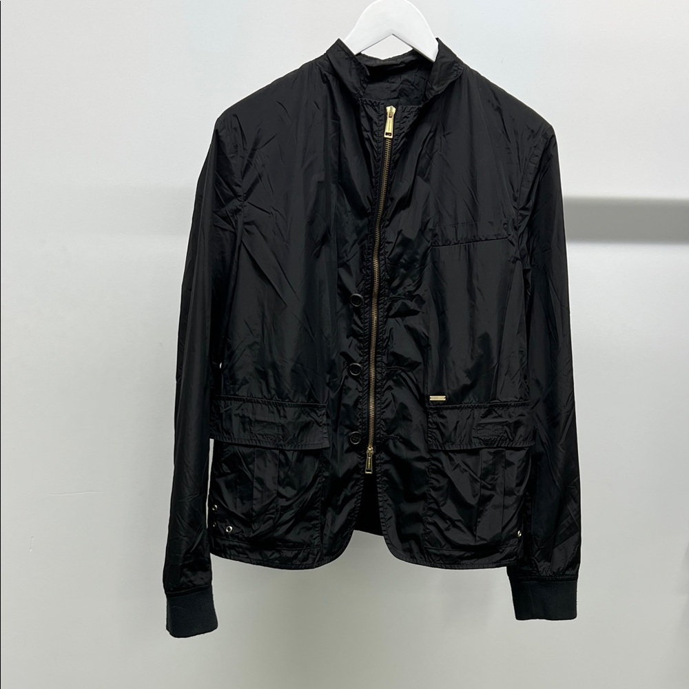 DSQUARED2 Black Windbreaker Jacket with Gold Accents